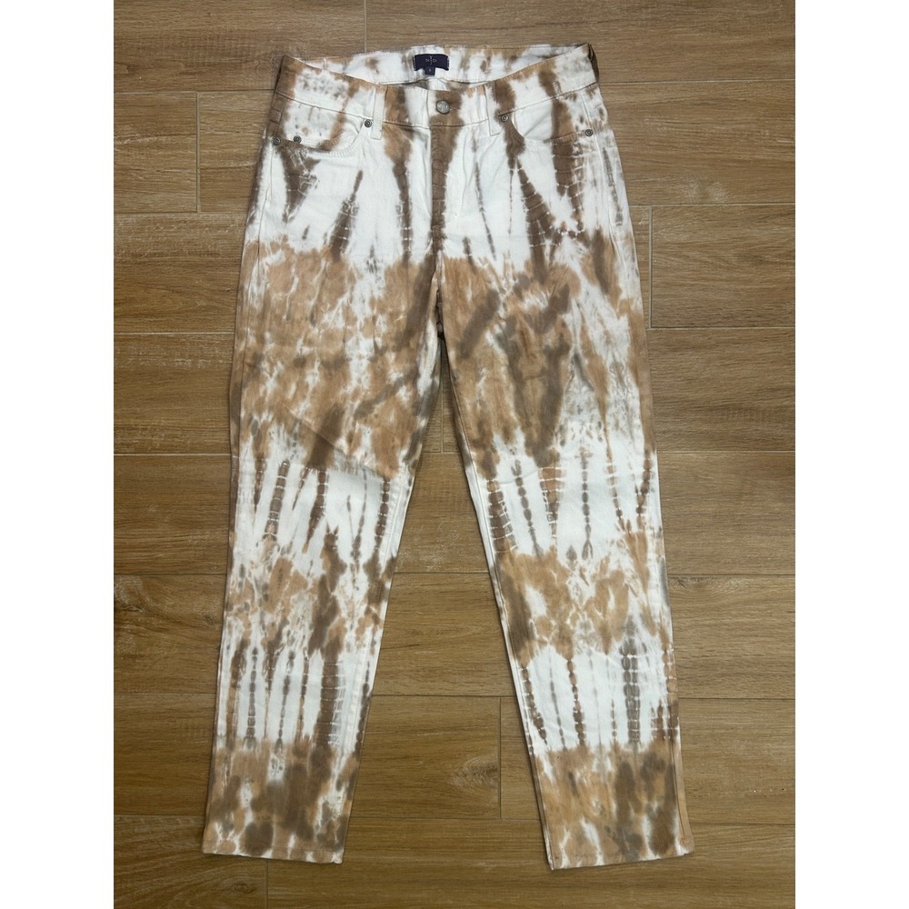 NYDJ Ankle Jeans Size 6 Brown Tie Dye Tuck Lift Tech USA Made Women's Denim‎